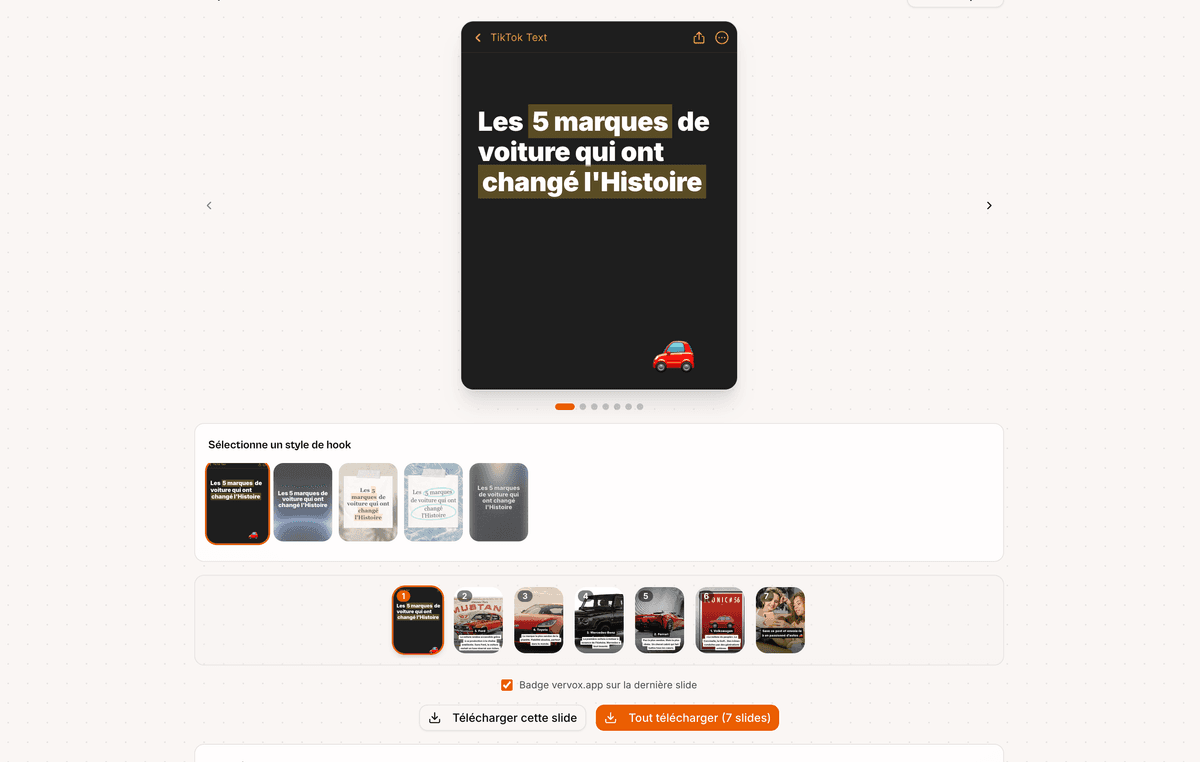 Étape 3 : Exporte et publie — Vervox