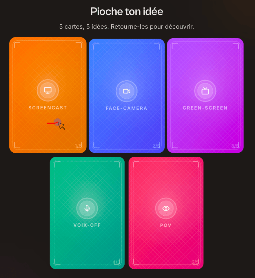 Aperçu de la fonctionnalité Idées de contenu — Vervox