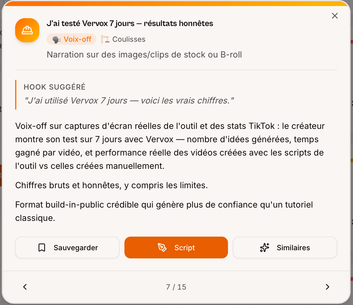 Étape 3 : Filme ou scripte — Vervox