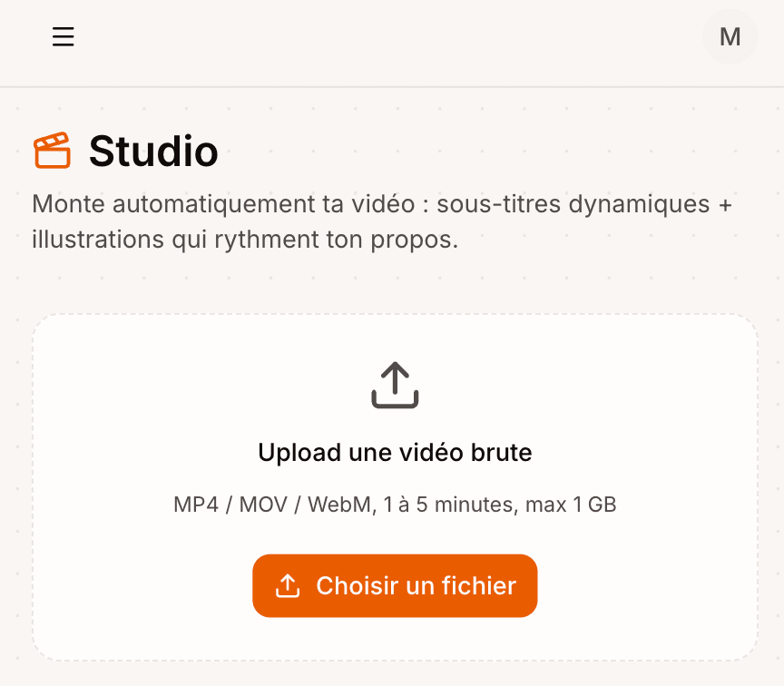 Step 1: Uploade ta vidéo — Vervox